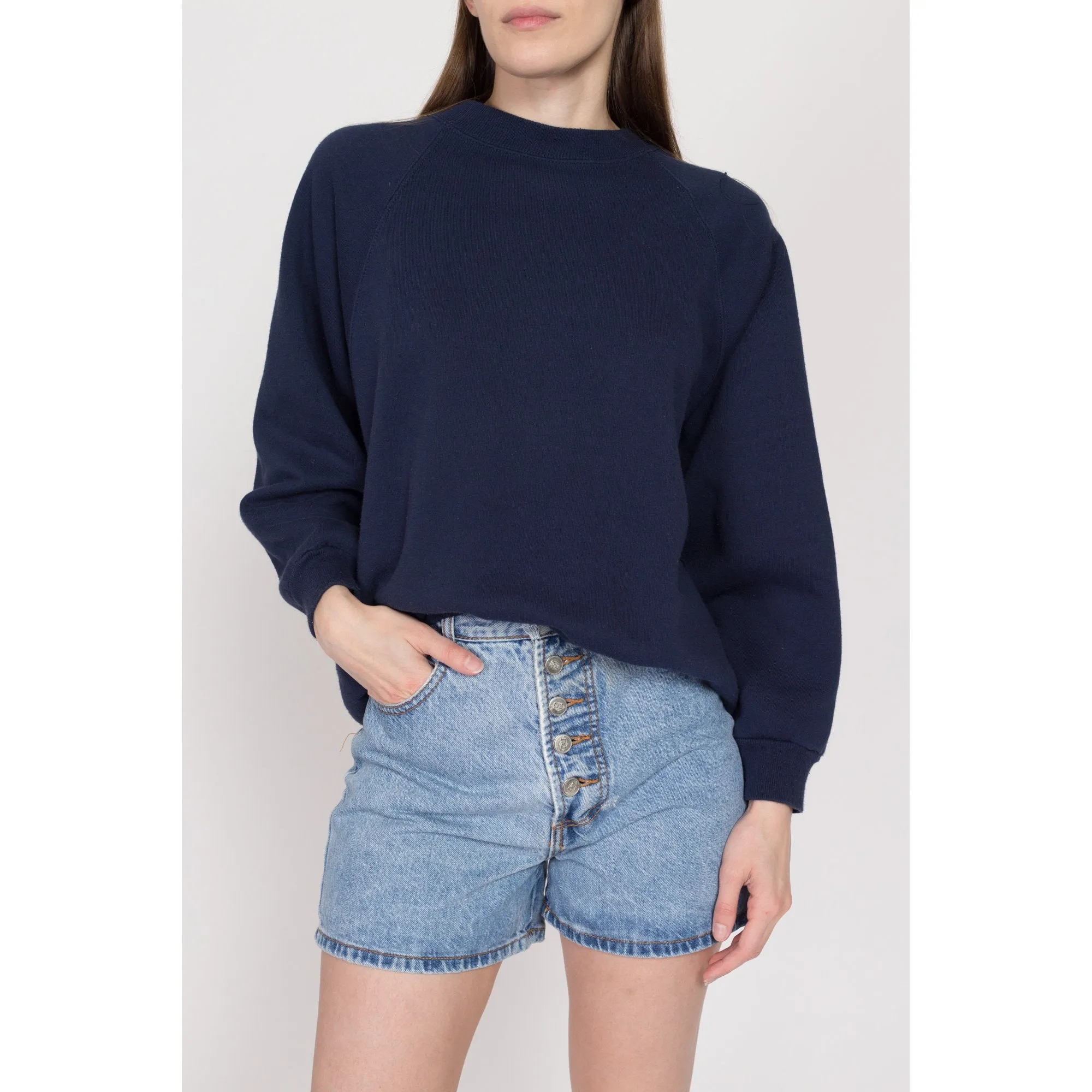 1X 90s Navy Blue Soft Raglan Sweatshirt