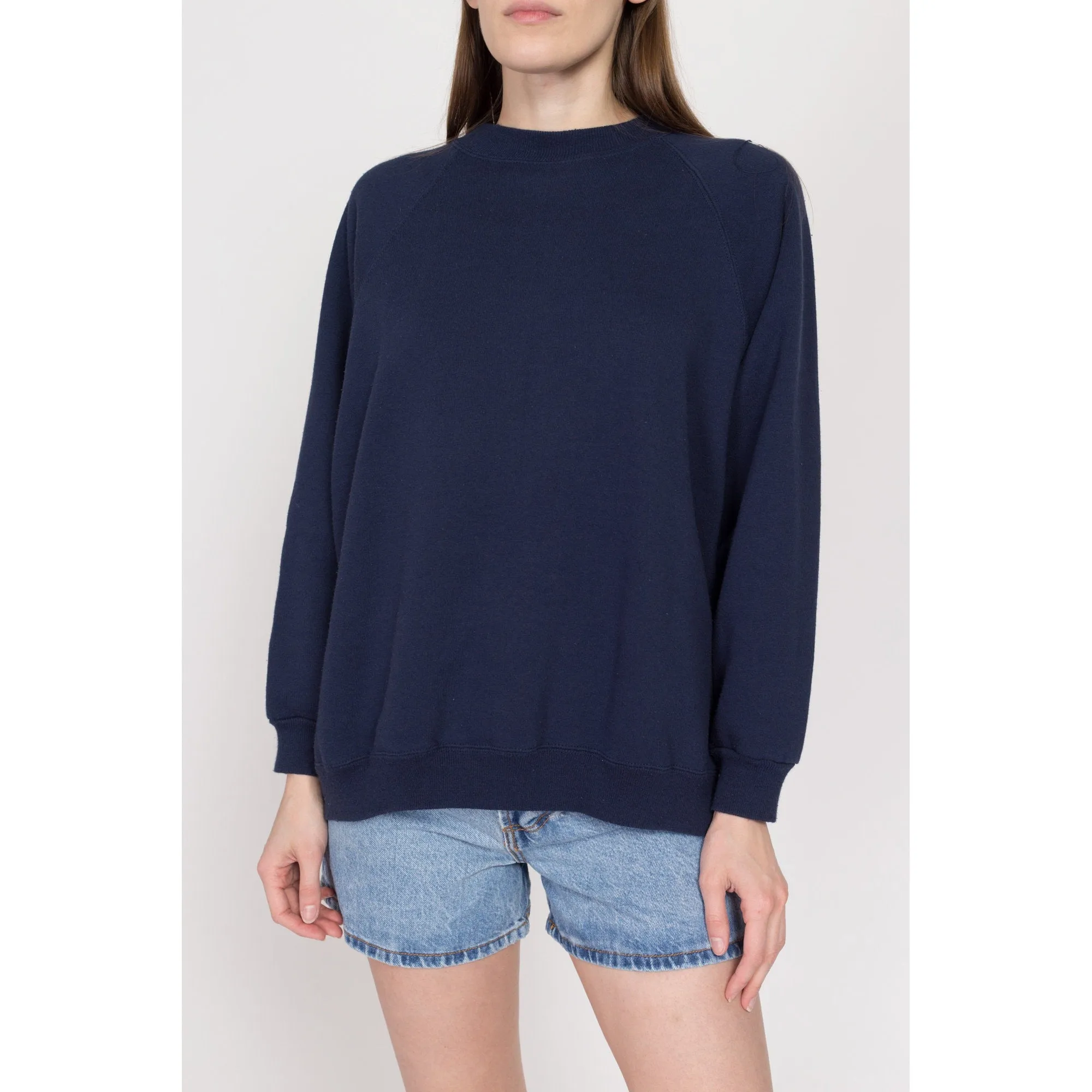 1X 90s Navy Blue Soft Raglan Sweatshirt