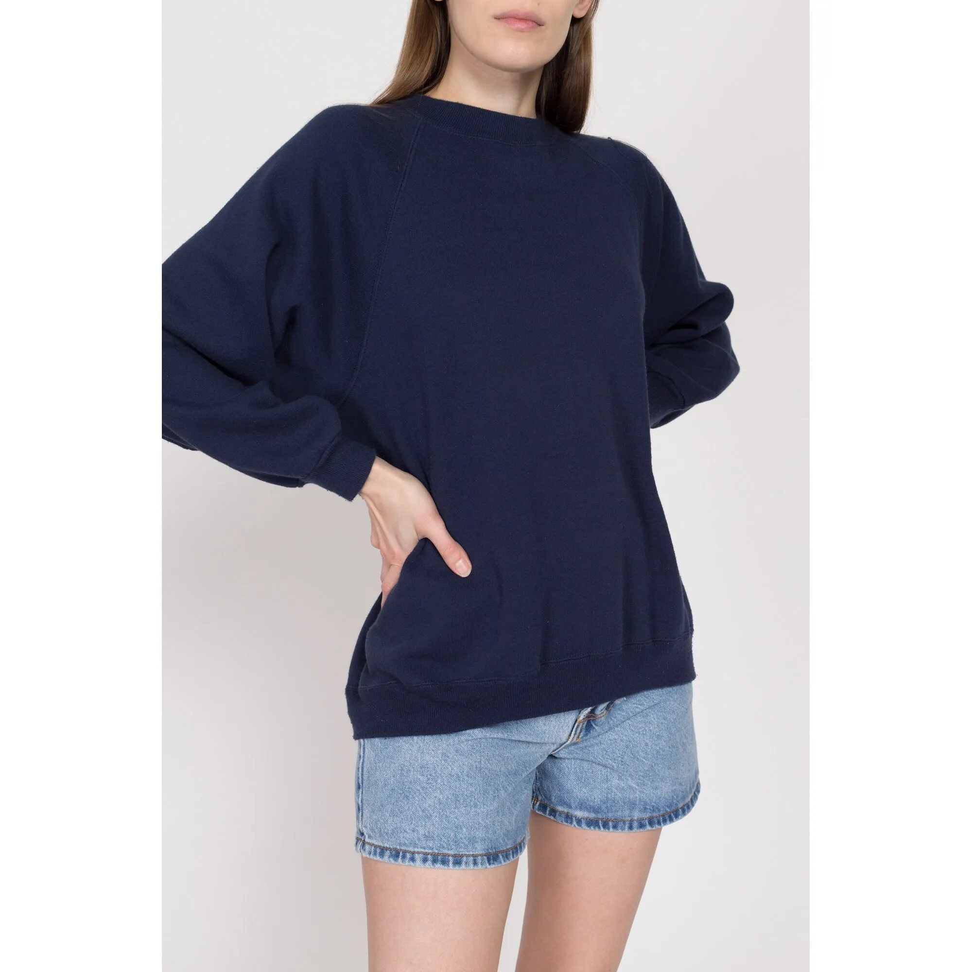 1X 90s Navy Blue Soft Raglan Sweatshirt