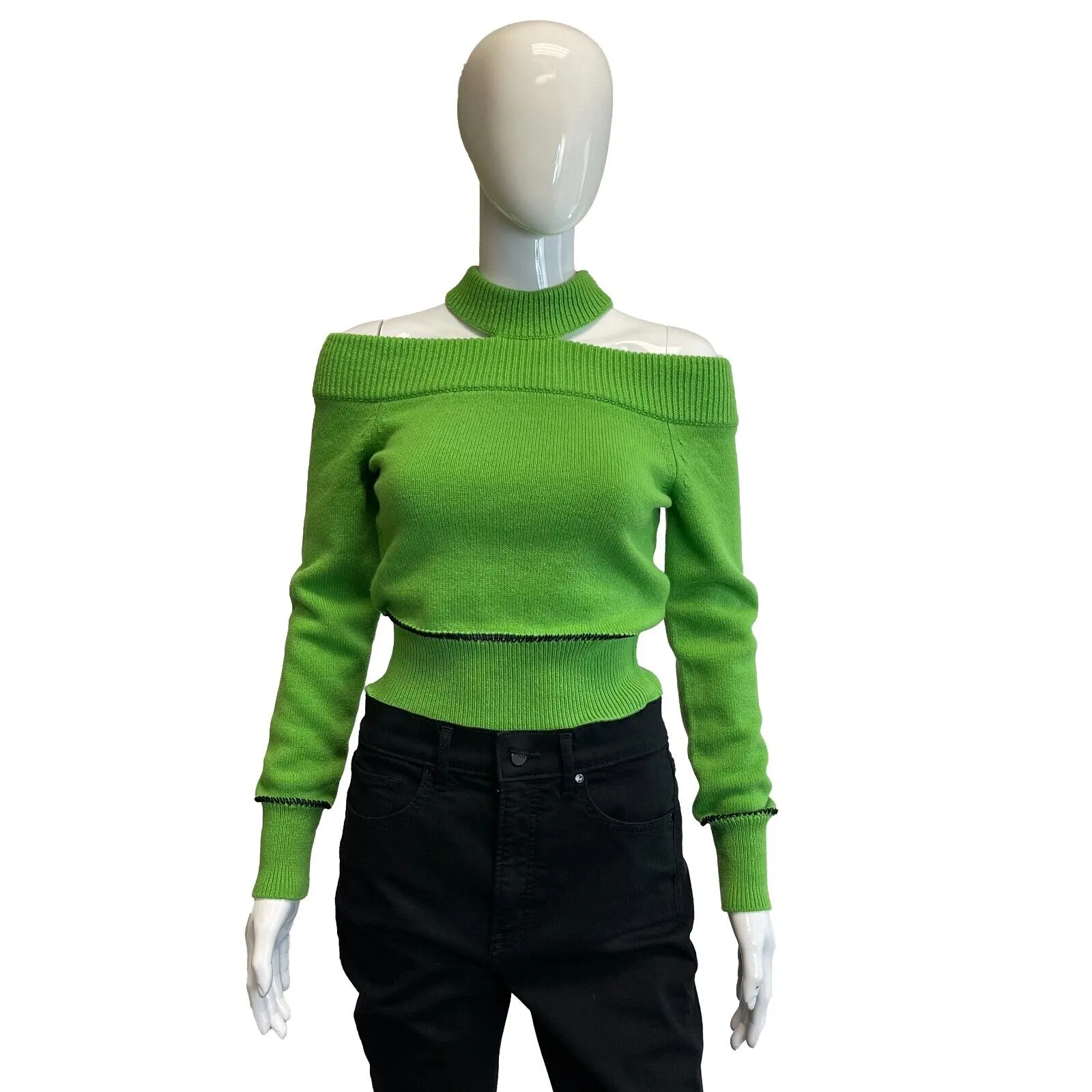 Alexander McQueen Halterneck Sweatshirt Green Sweater XS Top NEW