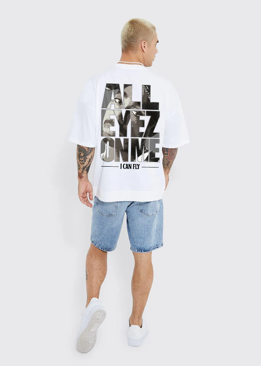 All Eyez On Me Men Oversized Printed T-Shirt