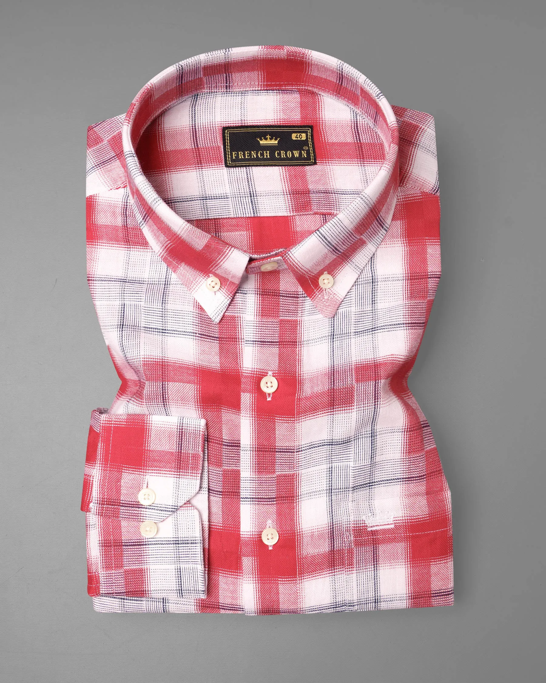 Amaranth Red Plaid Twill Plaid Premium Cotton Shirt