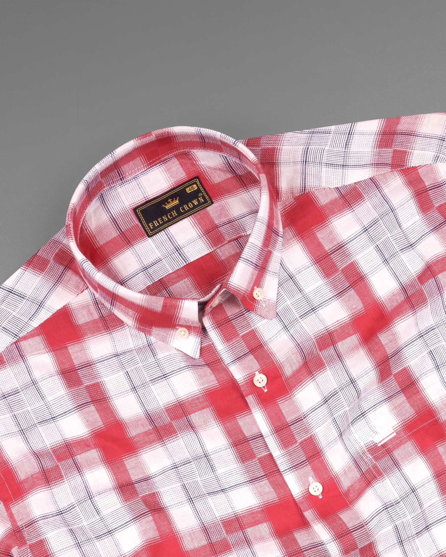 Amaranth Red Plaid Twill Plaid Premium Cotton Shirt