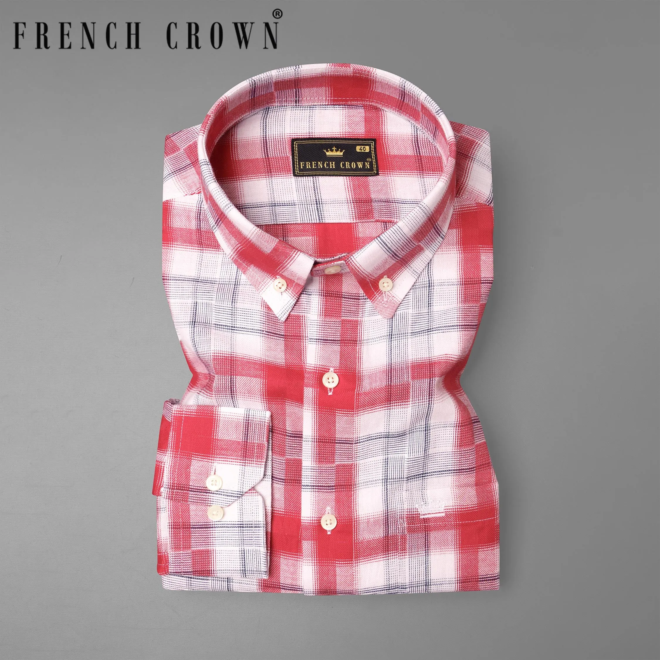 Amaranth Red Plaid Twill Plaid Premium Cotton Shirt