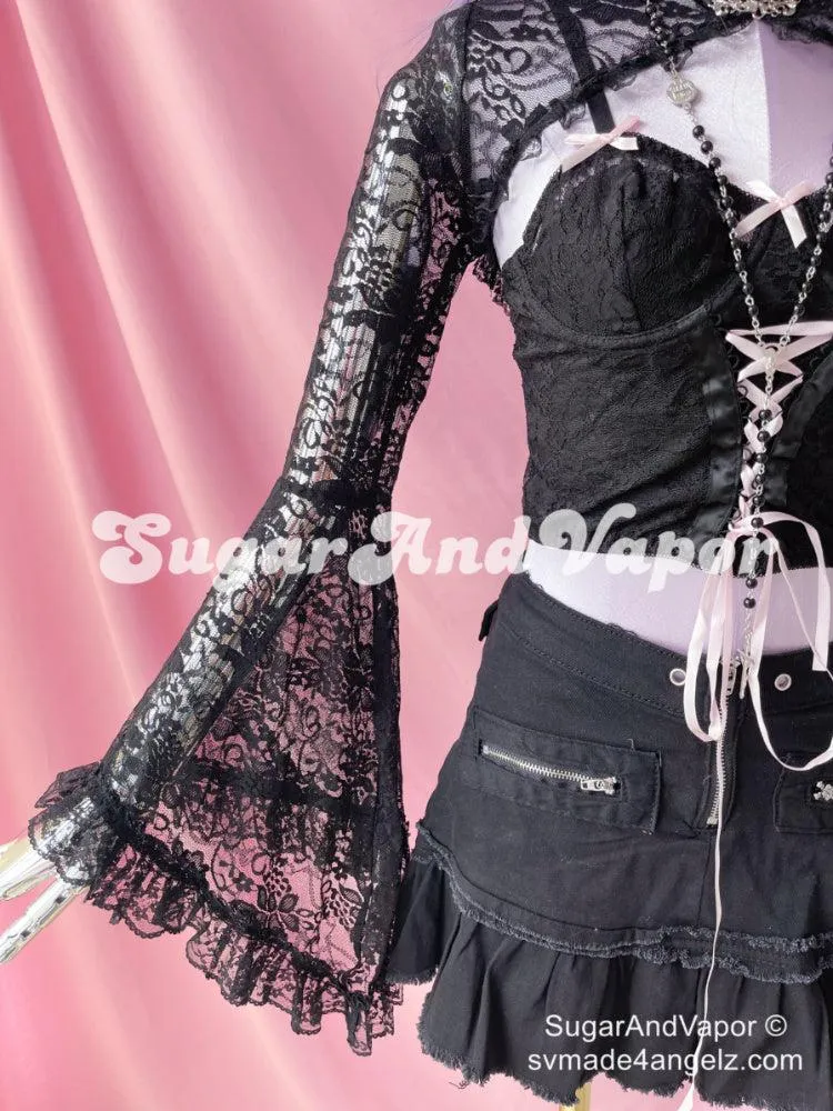 Arete Goth Sheer Lace Sleeve Cover Top