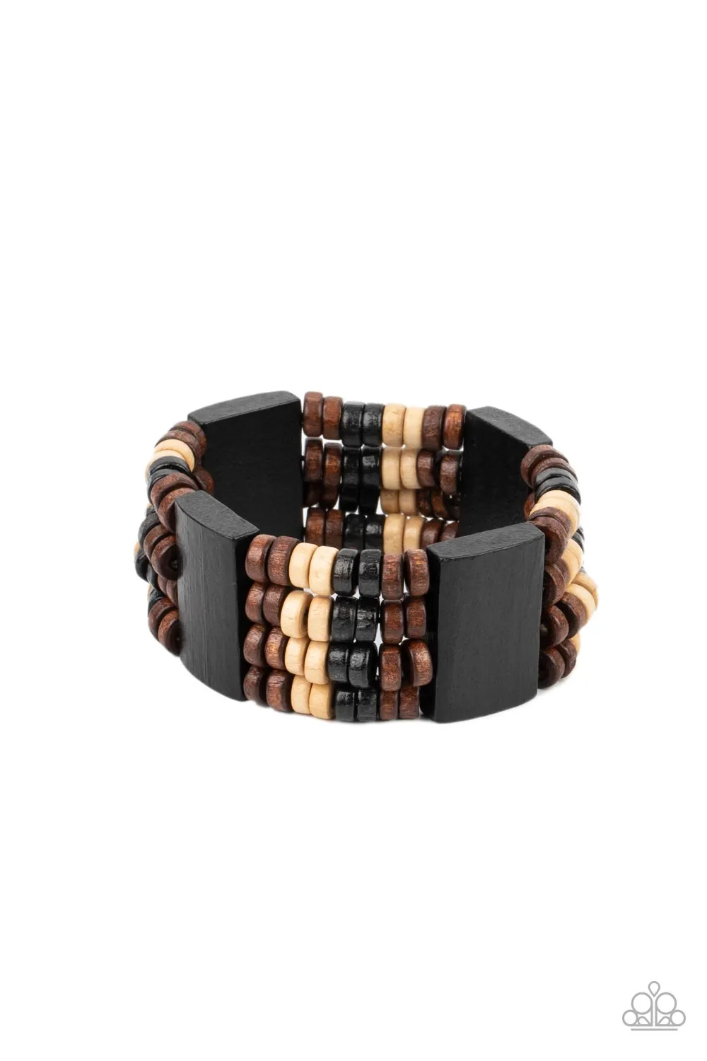 Aruba Attire Black & Brown Wood Bracelet - Paparazzi Accessories