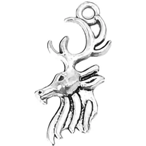 AVBeads Animal Fall Seasonal Christmas Yule Holiday Reindeer Silver 27mm Metal Charms Pendants 2pcs