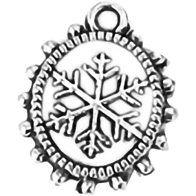 AVBeads Fall Seasonal Christmas Yule Holiday Snowflake Silver 15mm Metal Charms Pendants 2pcs