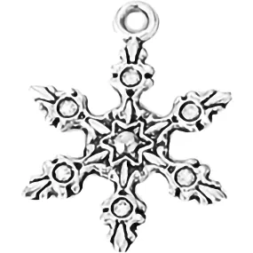 AVBeads Fall Seasonal Christmas Yule Holiday Snowflake Silver 23mm Metal Charms Pendants 2pcs