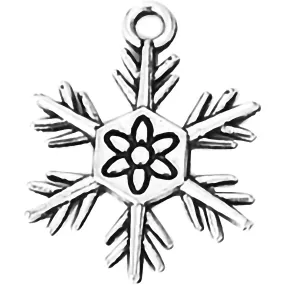 AVBeads Fall Seasonal Christmas Yule Holiday Snowflake Silver 24mm Metal Charms Pendants 2pcs