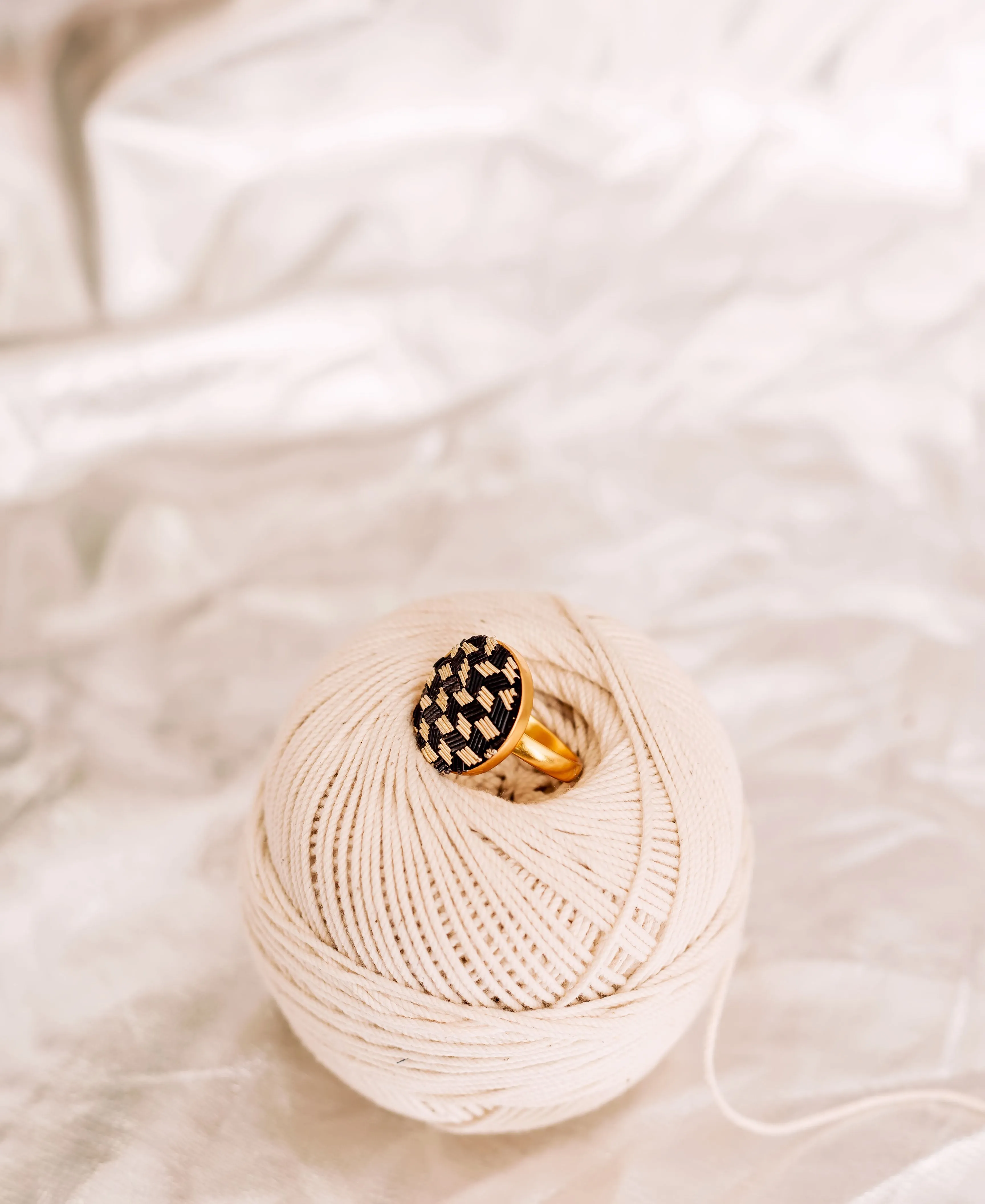 Black and Gold Patterned Ring