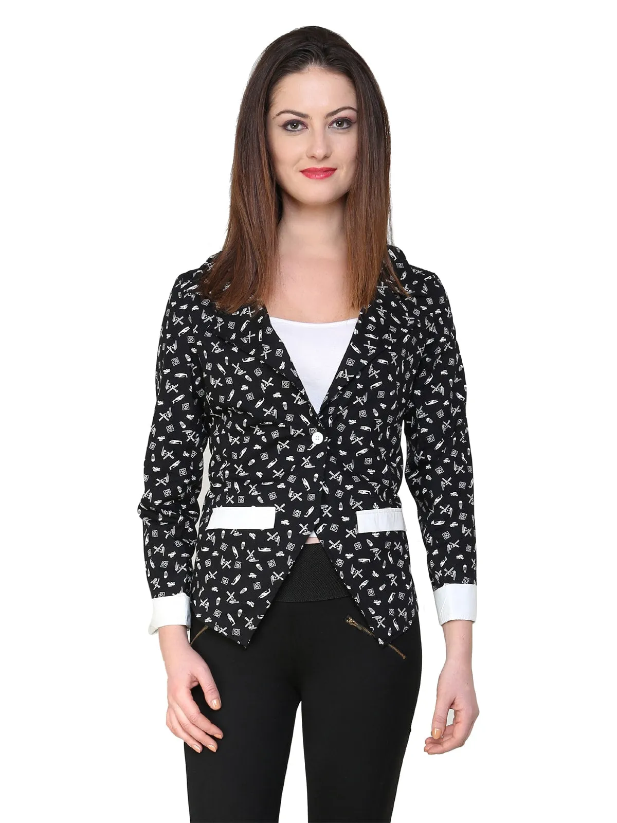 Black  Printed Blazer