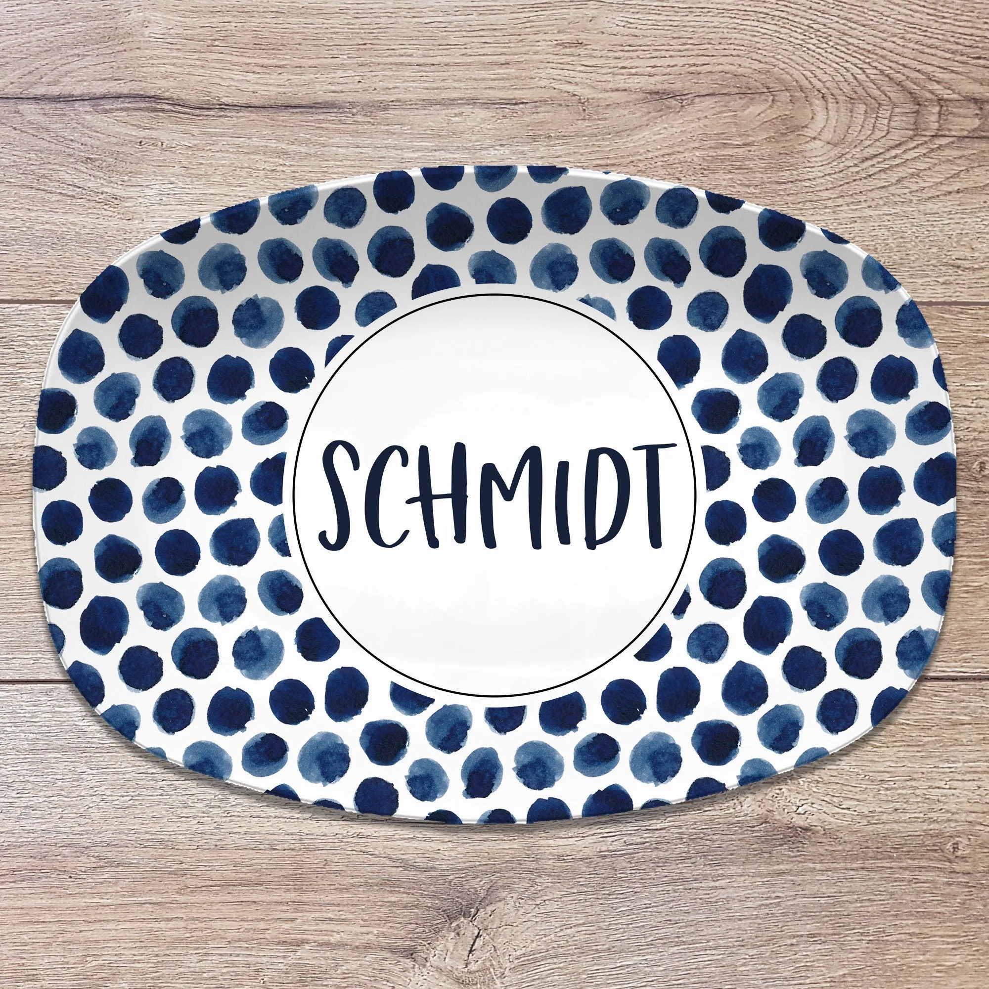 Blue and White Patterned Personalized Custom Platter