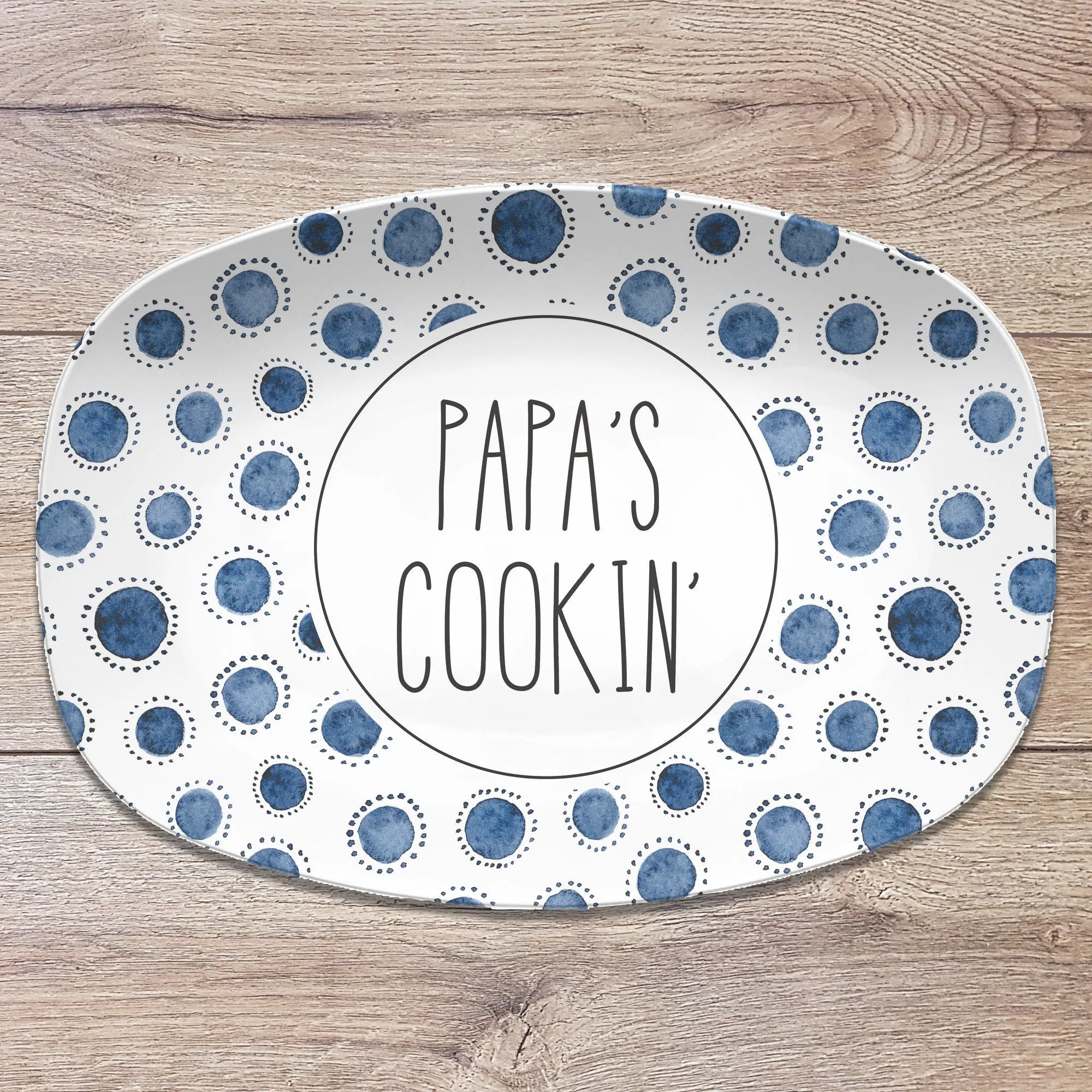 Blue and White Patterned Personalized Custom Platter