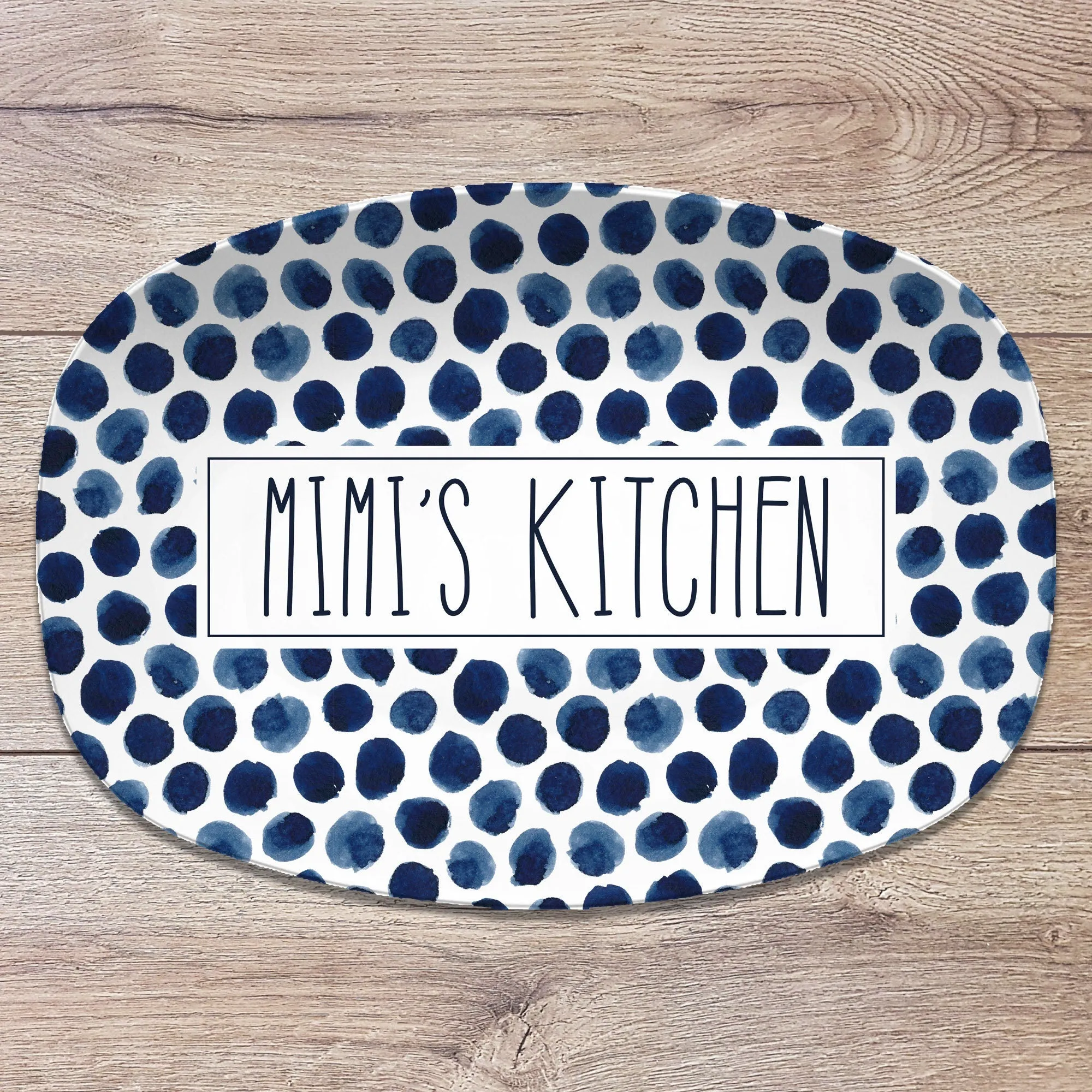 Blue and White Patterned Personalized Custom Platter