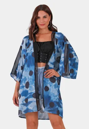 Blue Printed Kimono