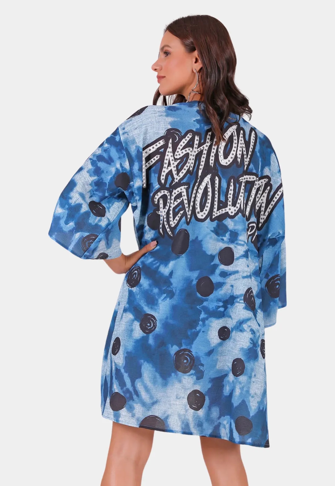 Blue Printed Kimono