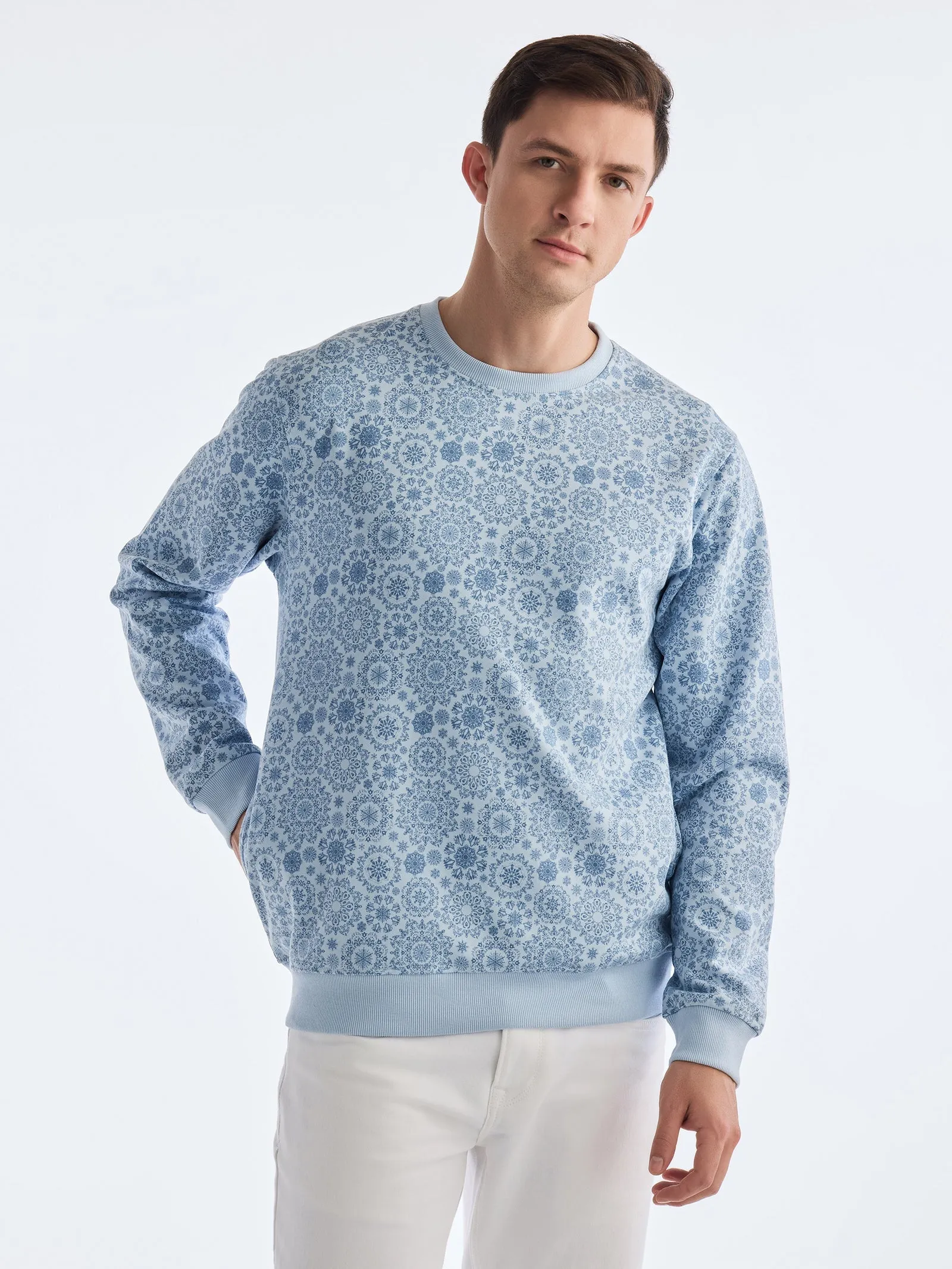 Blue Printed Sweatshirt