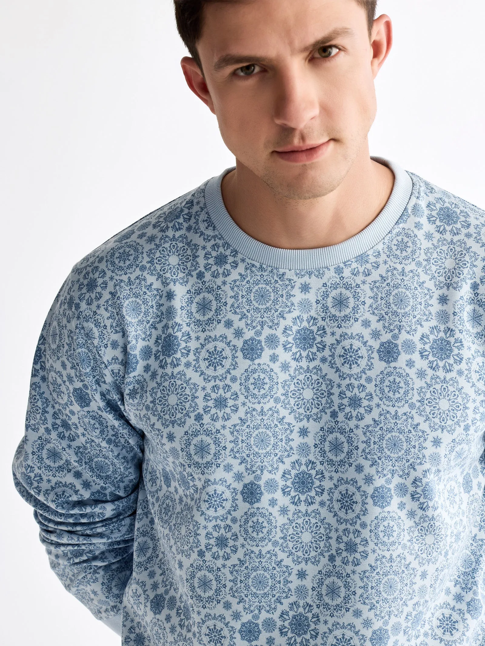 Blue Printed Sweatshirt