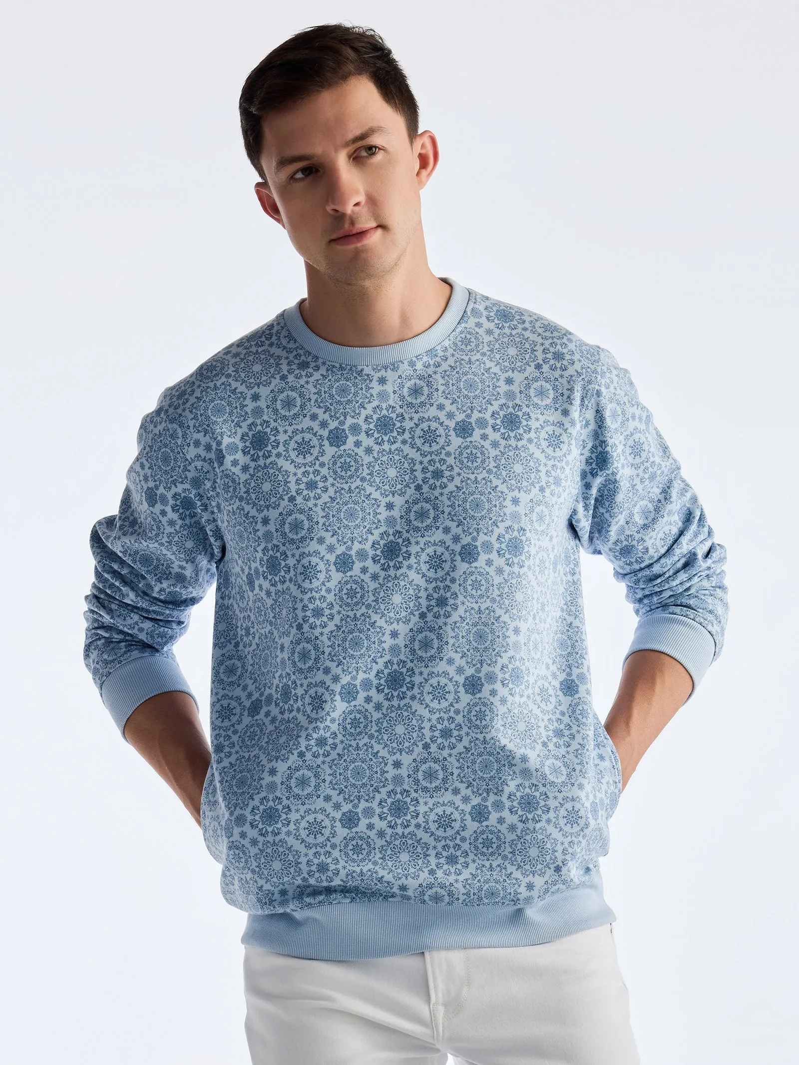 Blue Printed Sweatshirt