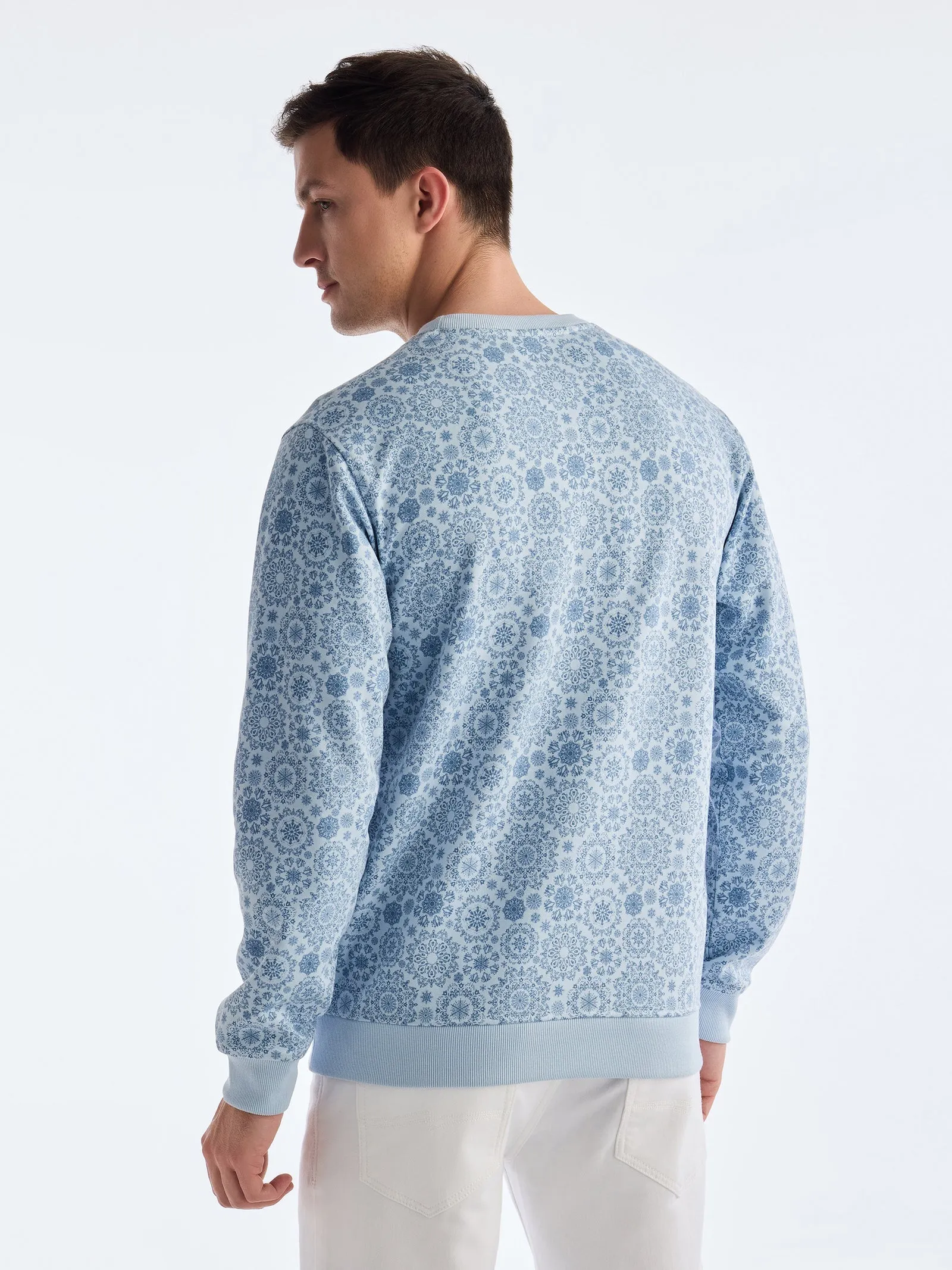 Blue Printed Sweatshirt