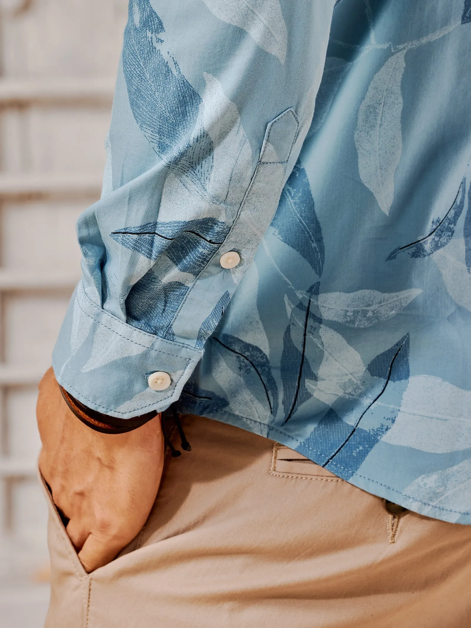 Blue Stretch Printed Shirt