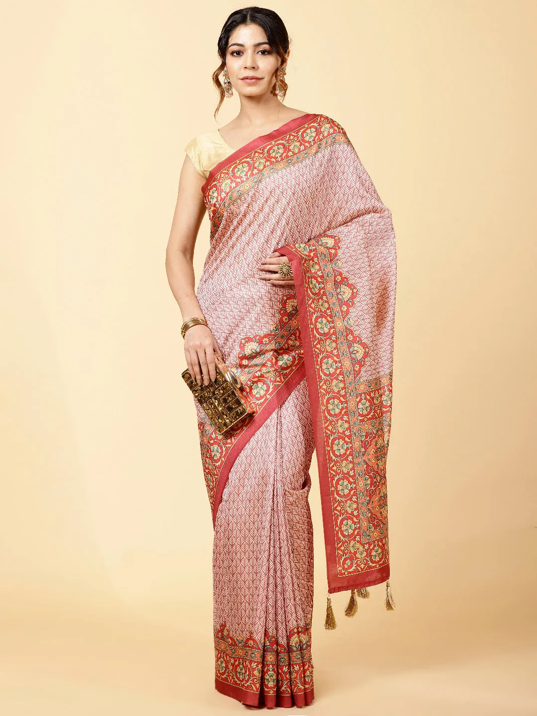 Booti Printed Handloom Saree