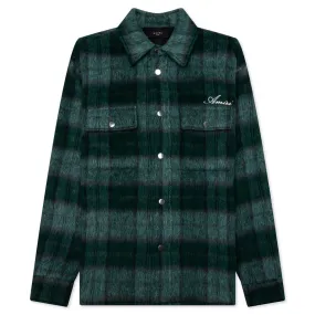 Brushed Plaid Overshirt - Aqua Multi