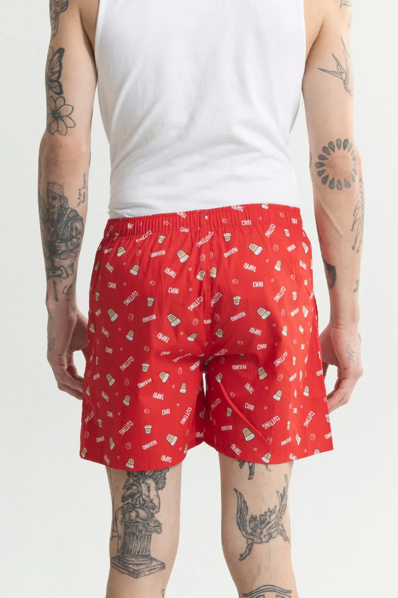 Chai Printed Red Boxer