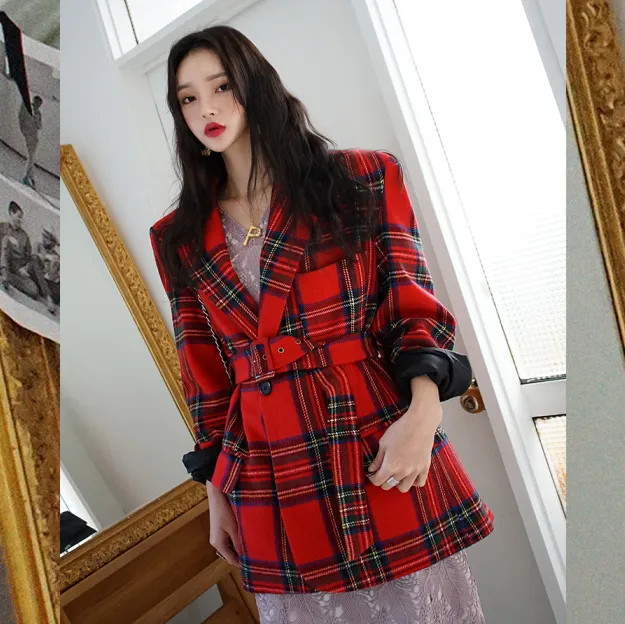 Chic Plaid Coat KF90213