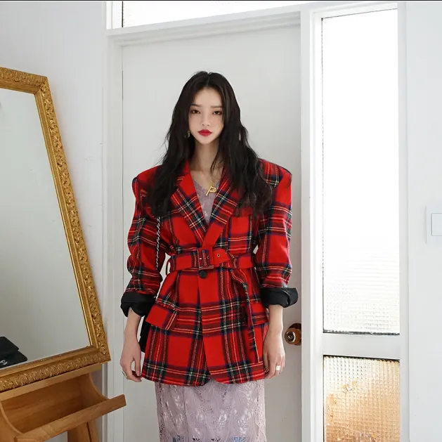 Chic Plaid Coat KF90213