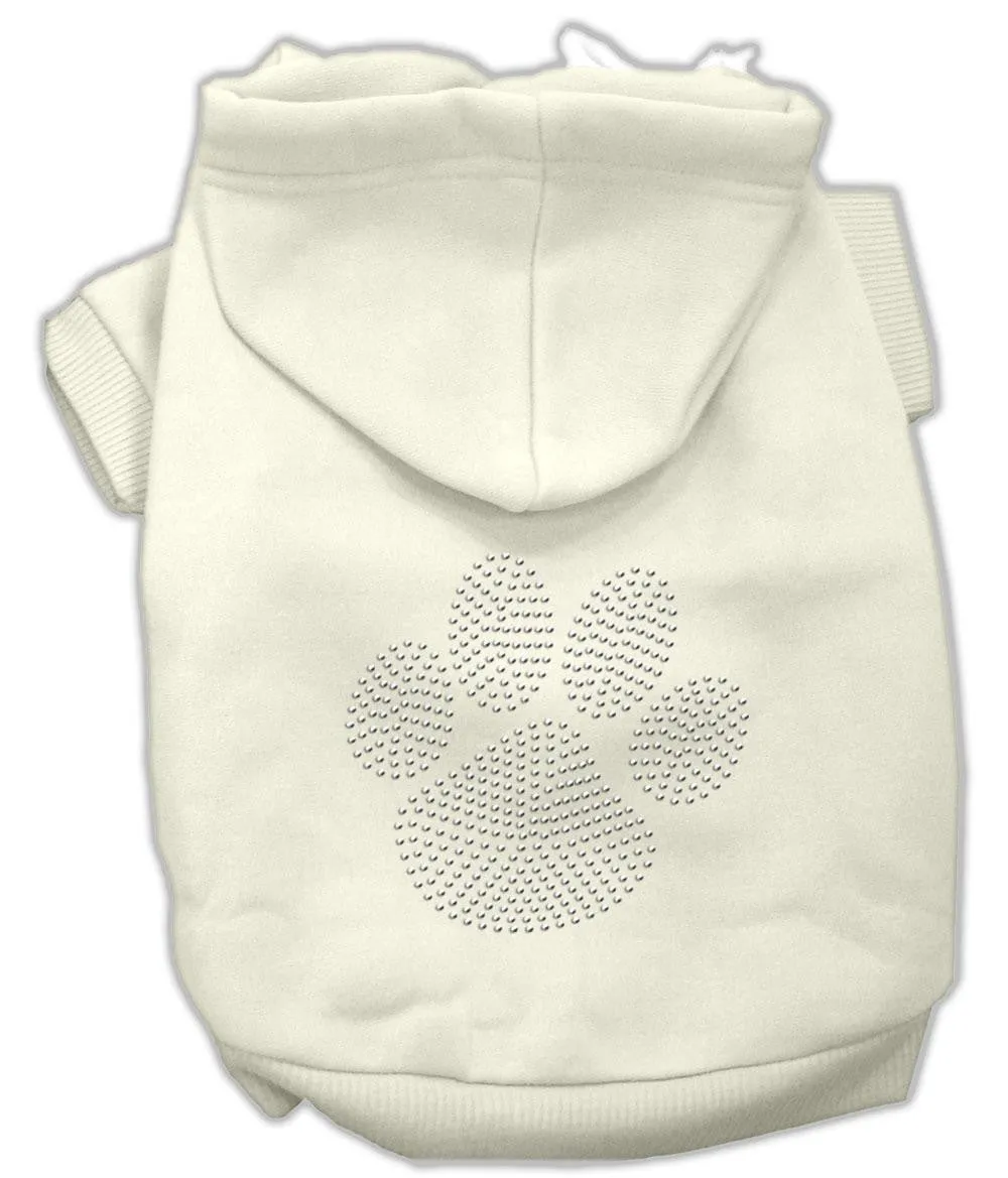 Clear Rhinestone Paw Hoodies Cream L (14)