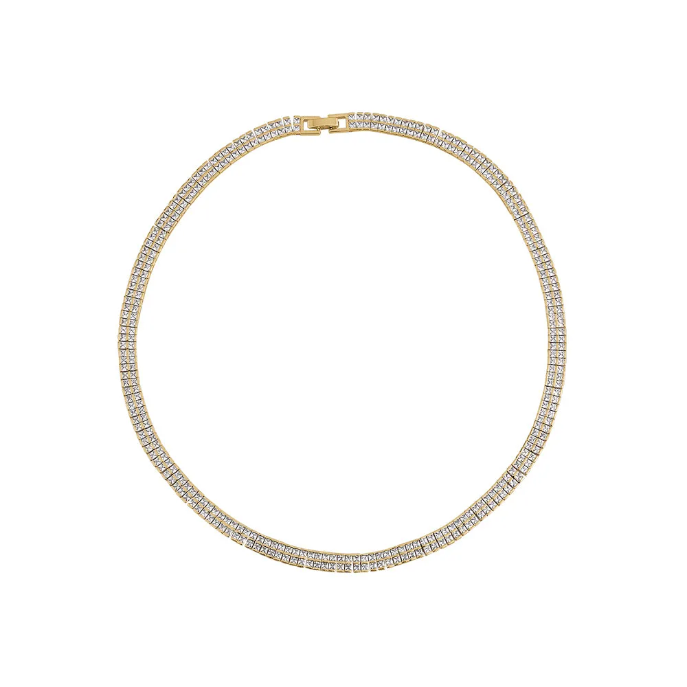 CRYSTAL LUXURY PRINCESS CUT TENNIS NECKLACE