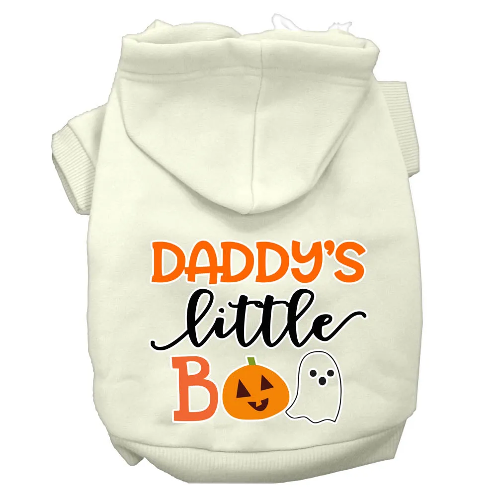 Daddy's Little Boo Screen Print Dog Hoodie Cream Xxl