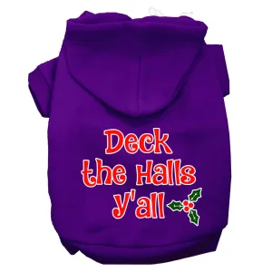 Deck The Halls Y'all Screen Print Dog Hoodie Purple S