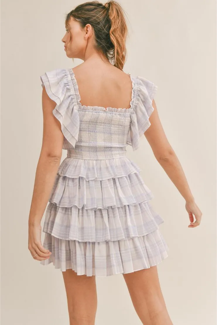 Desiree Plaid Smocked Ruffle Mini