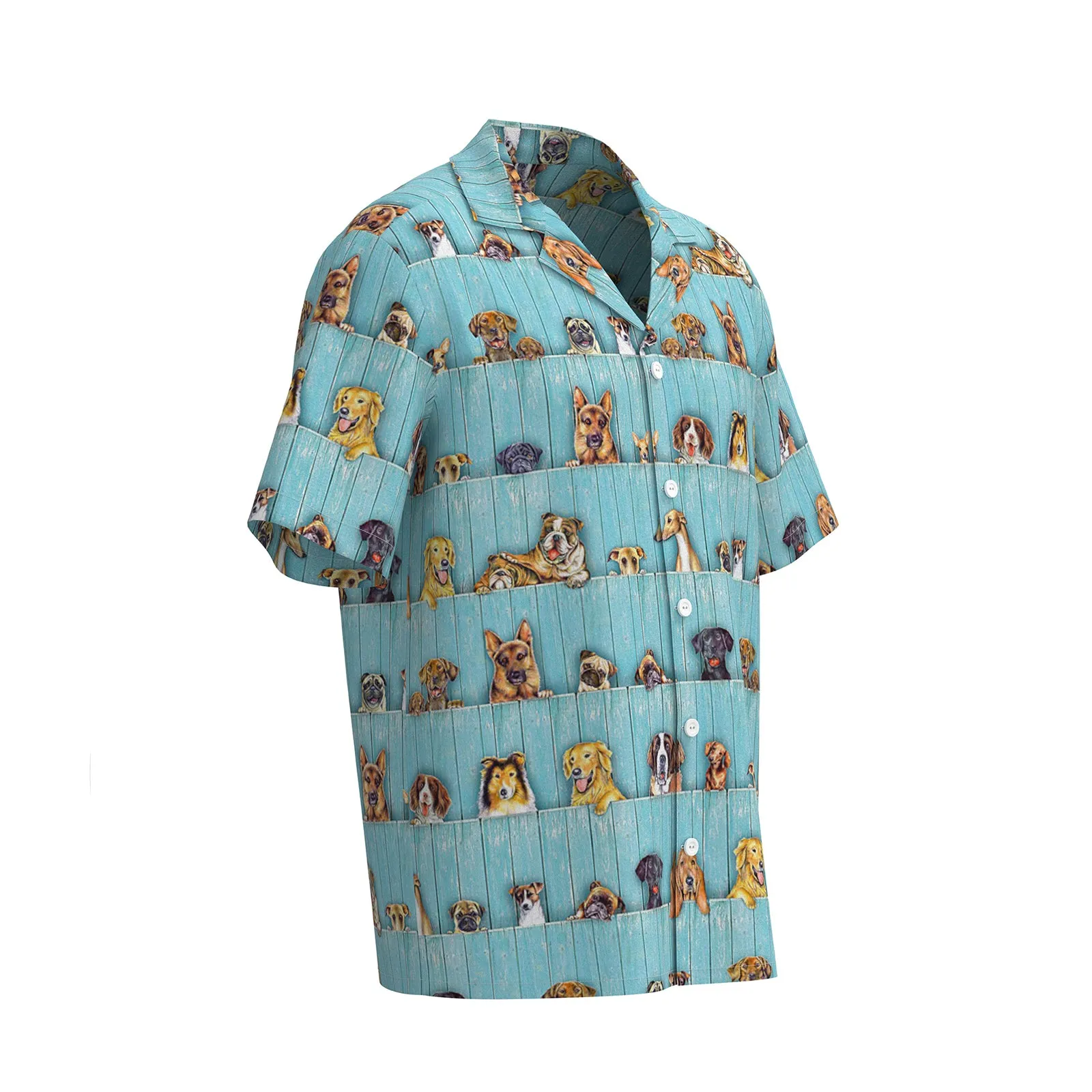 DOGS PRINTED ALOHA SHIRT