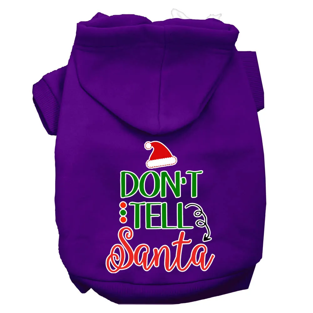 Don't Tell Santa Screen Print Dog Hoodie Purple M