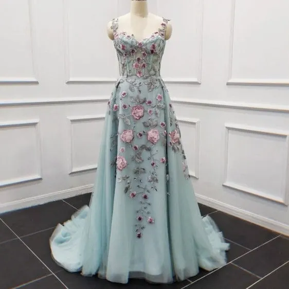 Elegant Luxury 3D Flower Evening Dress