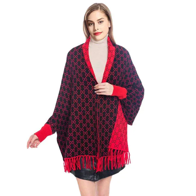 Fashionable Luxury Patterned Poncho