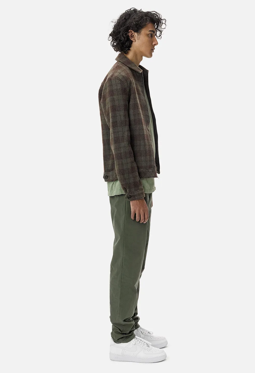 Flannel Zip Blouson / Olive Plaid