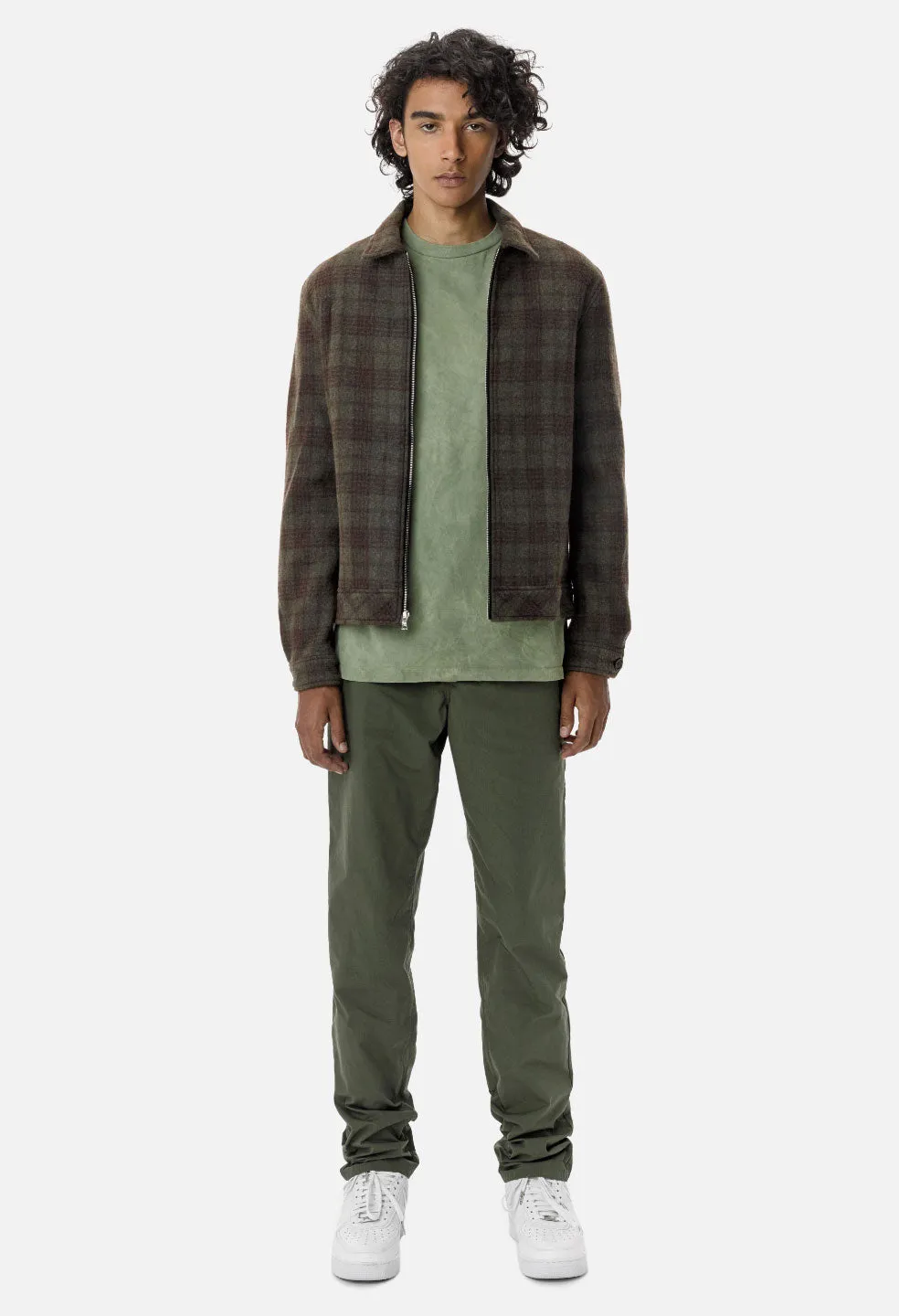 Flannel Zip Blouson / Olive Plaid