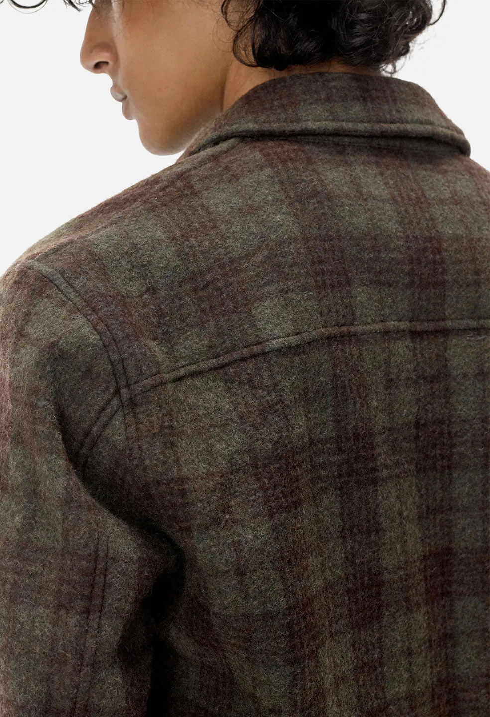 Flannel Zip Blouson / Olive Plaid