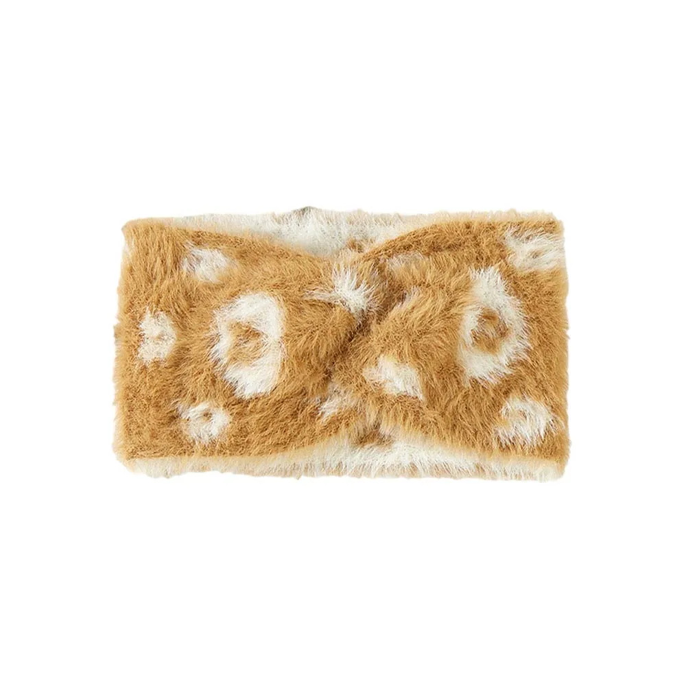 Flower Patterned Faux Fur Earmuff Headband