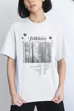 Folklore Unisex White Oversized T-shirt (Taylor Swift)