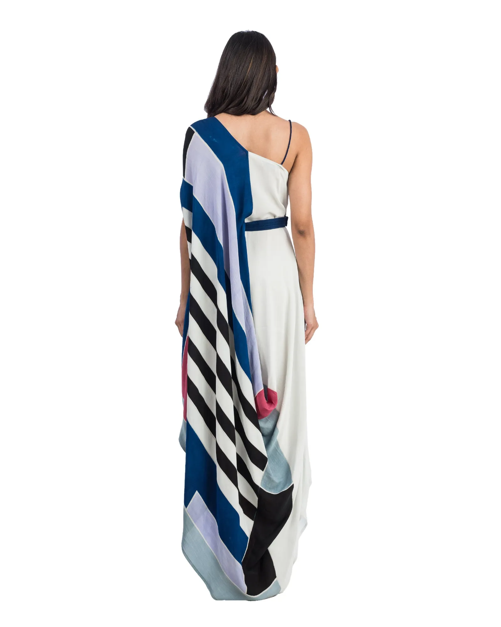 Geometric Printed Draped Dress