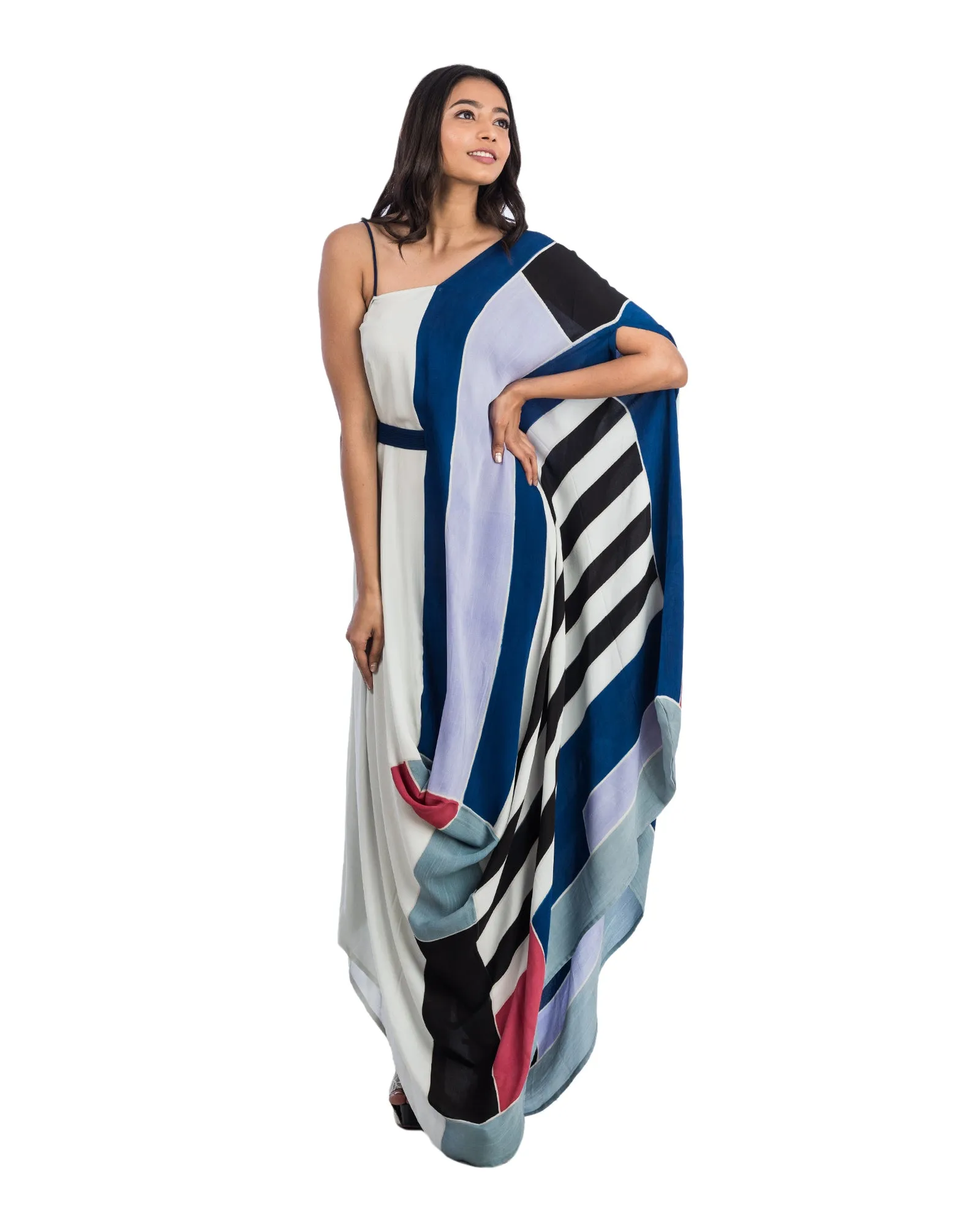 Geometric Printed Draped Dress