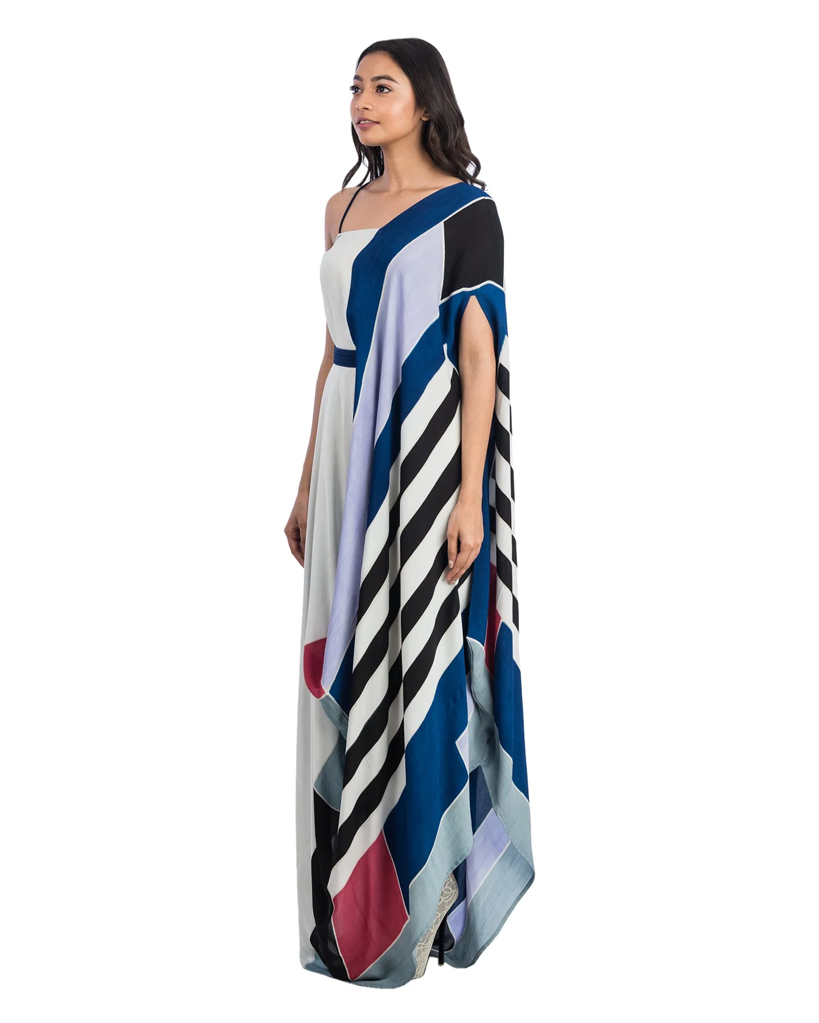 Geometric Printed Draped Dress