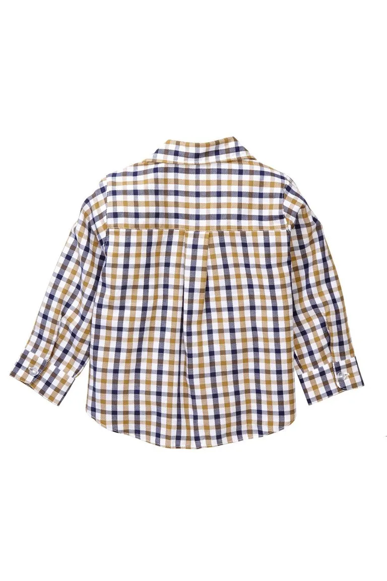 Gold Plaid Button-Down Shirt