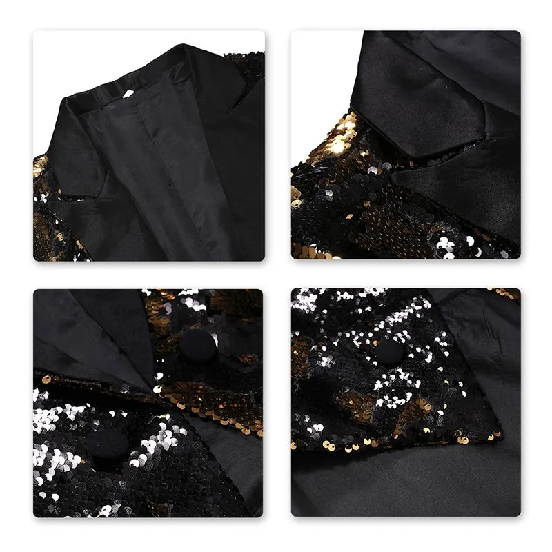 Gold Reversible Sequin Swallowtail Blazer